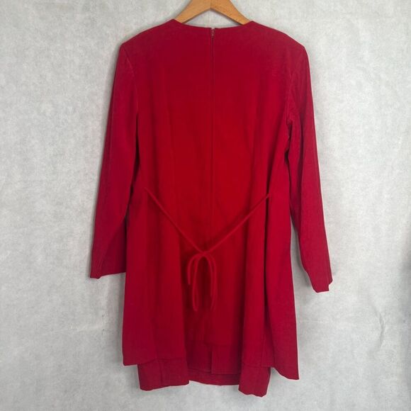 Fashion Bug Power Red Velvet Attached Embroidered Jacket Dress Sz 10P - Picture 2 of 11